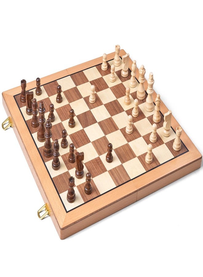 AMEROUS Magnetic Wooden Chess Set, 15 Inches Handmade Wooden Folding Travel Chess Board Game Sets with Chessmen Storage Slots for Kids and Adults, 2 Bonus Extra Queens, Gift Box Packed - Image 4